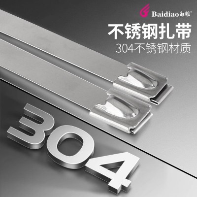 304自锁式不锈钢扎带厂家4.6~19船用设备固定捆扎带金属 扎带钢带图1