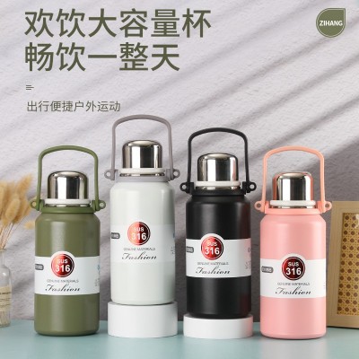 新款316不锈钢保温杯大容量金刚壶户外便携带手提提绳水壶焖茶杯图3