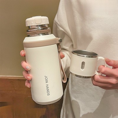 新款316不锈钢保温杯高颜值水杯大容量便携带提绳杯盖吸管水杯子图3