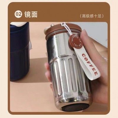 高颜值智能显温316不锈钢保温杯咖啡杯带提绳户外便捷运动水杯图2