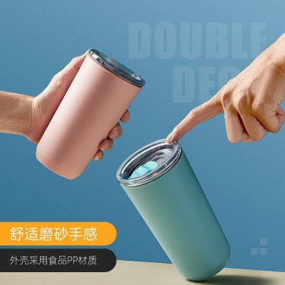 厂家直供学生水杯塑料不锈钢随手杯创意礼品水杯办公上班刻字logo图2