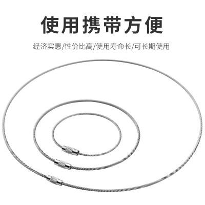 201不锈钢钢丝绳圈 钥匙圈钥匙扣钢丝圈钥匙扣环吊牌挂件带锁扣图2