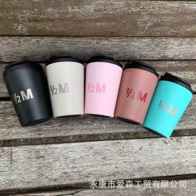 新款304不锈钢菱形吸管咖啡杯 保温便携随手杯办公车载咖啡保温杯图3