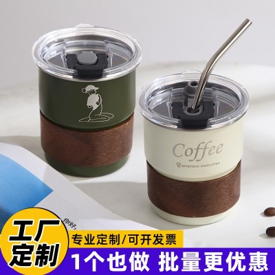 户外露营咖啡杯304不锈钢高颜值单层啤酒杯卷边冷饮杯印制LOGO图3