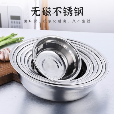 不锈钢304汤盆 加厚汤碗圆型小号铁盆家商用食堂工地饭店餐具汤碗图3