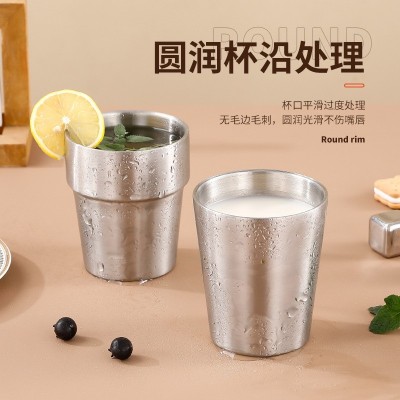 韩式304不锈钢水杯双层杯台阶杯跨境啤酒咖啡杯幼儿园水杯牛奶杯图3
