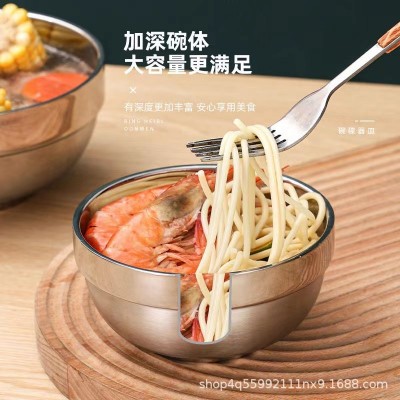 厂家直销304不锈钢碗批发双层隔热铂金碗汤碗泡面碗学校食堂家用图3
