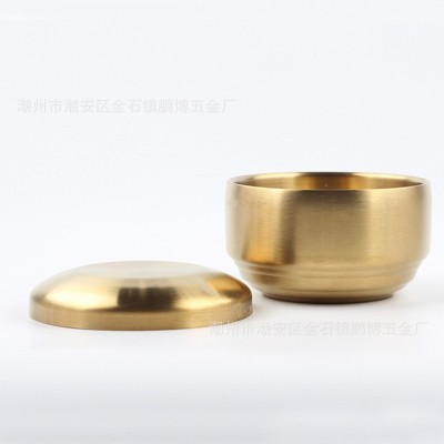 不锈钢金色加厚盖碗韩式双层米饭碗汤碗餐厅料理碗10.5cm-13cm图4