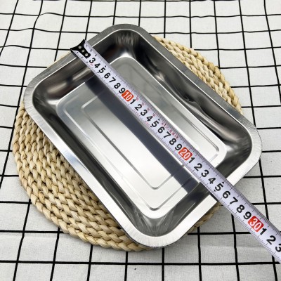 2元店不锈钢长方形托盘铁盘子烤鱼盘饺子盘蒸饭盘深盘烧烤盘方盘图2