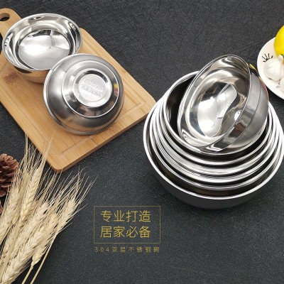 304不锈钢双层铂金碗饭堂隔热碗汤碗家用餐具儿童碗学生泡面碗图3