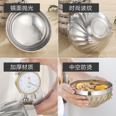 不锈钢碗双层隔热铂金碗成人饭碗儿童家用食堂泡面碗防烫防摔汤碗图3