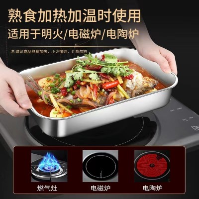 不锈钢烤鱼盘长方形家用加厚深盘托盘电磁炉商用小龙虾烤鱼 盘直供图2