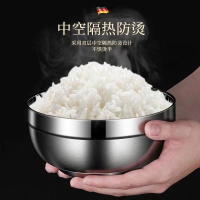 不锈钢碗防烫碗商用礼品 双层隔热汤碗食堂幼儿园儿童学生饭碗