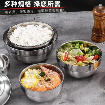 内外304不锈钢碗防烫儿童碗学校食堂家用汤面饭碗加厚双层铂金碗图2