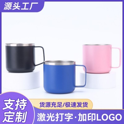 亚马逊304不锈钢保温杯双层真空带手柄咖啡杯简约商务办公马克杯图3