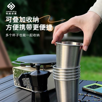 户外304不锈钢杯字单层水杯啤酒杯冷饮杯果汁杯防摔便携露营套装图2