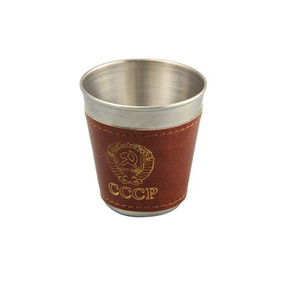 工厂供应70毫升贴皮不锈钢酒杯 包皮革小酒杯 金属酒具批发图5
