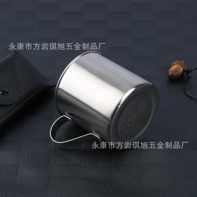 厂家直销400ml带手柄不锈钢酒杯 带手柄直身啤酒杯烈酒杯批发图2