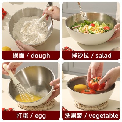 日式简约304不锈钢烘焙沙拉碗食品级料理盆家用厨房揉面盆打蛋盆图2