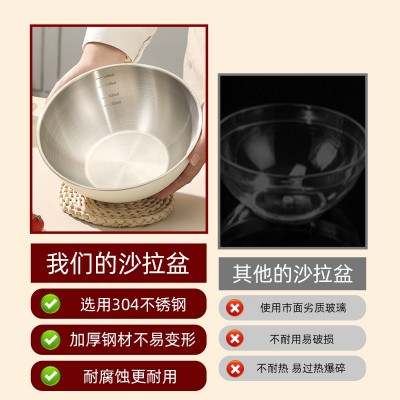 日式简约304不锈钢烘焙沙拉碗食品级料理盆家用厨房揉面盆打蛋盆图3