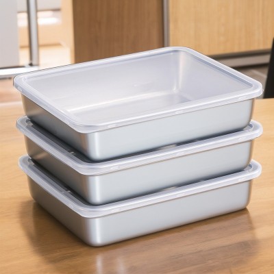 食品级316不锈钢备菜盘厨房生腌食品专用长方形带盖不锈钢毛巾盘图2