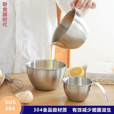 304不锈钢搅拌碗筷迷你带刻度V嘴沙拉碗盆食品级家用厨房烘焙图1