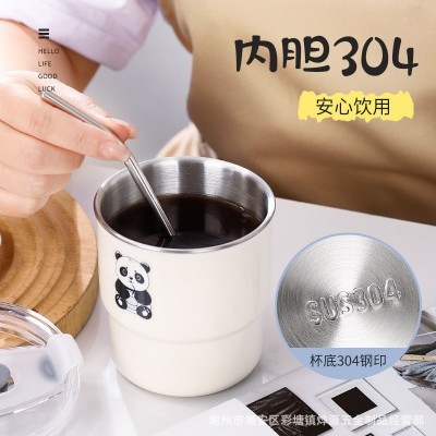 304不锈钢水杯户外杯咖啡杯办公可爱吸管水杯汽车杯带盖饮水杯图3