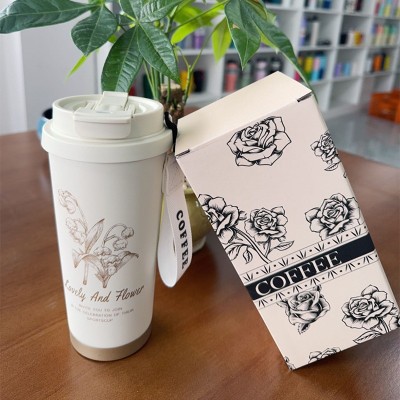316不锈钢保温杯铃兰花咖啡杯高颜值车载吸管杯大容量双饮水杯图3