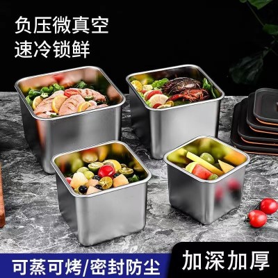 不锈钢保鲜盒微真空食品级家用冰箱食材收纳盒密封盒袋盖冷冻保鲜图1
