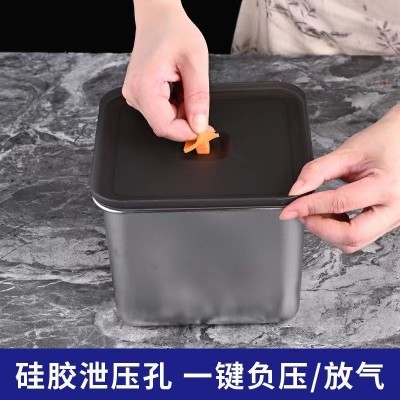 不锈钢保鲜盒微真空食品级家用冰箱食材收纳盒密封盒袋盖冷冻保鲜图2