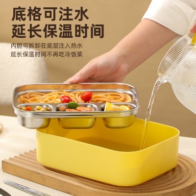 食品级304不锈钢饭盒可进微波炉加热专用盒饭盒分格不串味便当盒图2