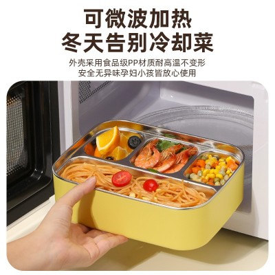 食品级304不锈钢饭盒可进微波炉加热专用盒饭盒分格不串味便当盒图4
