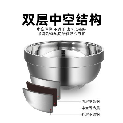 批发 隔热碗不锈钢加厚焊边碗 双层碗 幼儿园 学校食堂用品图5