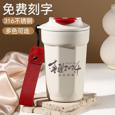 316不锈钢保温杯户外运动八角咖啡杯耐摔便携ins随手杯广告杯水杯图2
