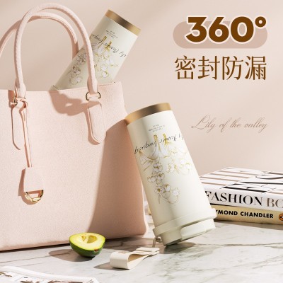 高颜值铃兰咖啡杯316不锈钢保温杯简约大容量水杯便携节日礼品盒图2