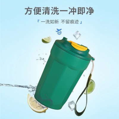 316不锈钢高颜值八角咖啡杯户外便携提绳车载广告商务礼品八角杯
