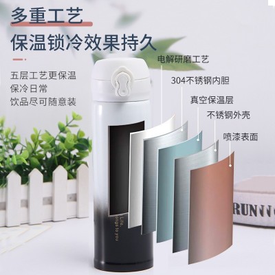 创意渐变色弹跳杯304不锈钢保温杯 耐摔防漏便携式随身杯商务茶杯图3