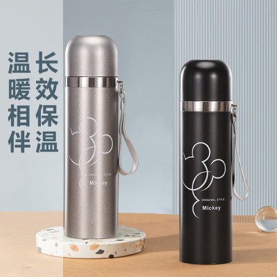 新款子弹头不锈钢保温杯儿童真空双层手提水杯按压出水带盖礼品杯图2