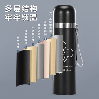 新款子弹头不锈钢保温杯儿童真空双层手提水杯按压出水带盖礼品杯图3