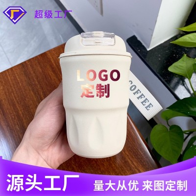 新款咖啡杯316不锈钢保温杯随手高颜值时尚便携随行情侣水杯批发