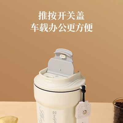 LOGO印制316不锈钢咖啡杯户外便携带提绳随手杯车载八角汽车杯图4
