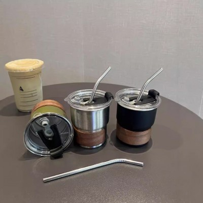 304不锈钢咖啡杯吸管杯户外露营随手杯餐厅酒店商用饮料啤酒杯子图2