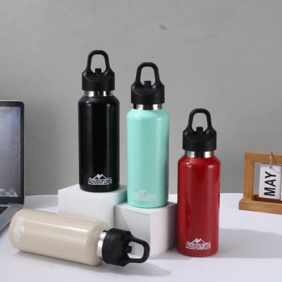新款带提手不锈钢保温杯钢盖真空户外运动水壶便携美式大口太空壶