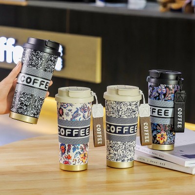 高颜值316不锈钢保温杯便携双饮咖啡杯车载大容量吸管水杯礼品杯图3