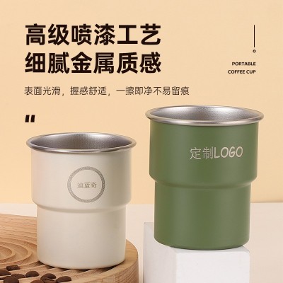 304不锈钢户外单层台阶杯野外便携卷边露营杯随手木套咖啡燕子杯图4