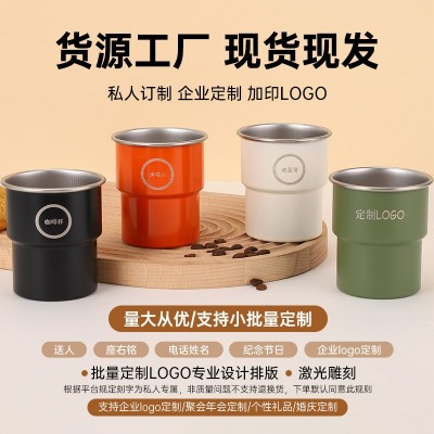 304不锈钢户外单层台阶杯野外便携卷边露营杯随手木套咖啡燕子杯图3