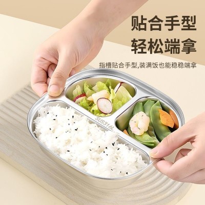 304不锈钢儿童卡通餐盘幼儿园宝宝加厚加深分格饭盘创意快餐盒盘图2
