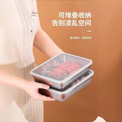 不锈钢毛巾盘火锅备菜盘带盖烤盘家用冰箱收纳餐盒加厚长方形方盘图4