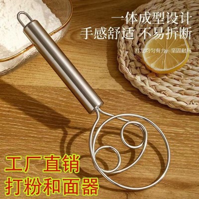 不锈钢面粉和面神器搅拌棒搅拌器手动双线圈面团工具打蛋器搅粉棒图3