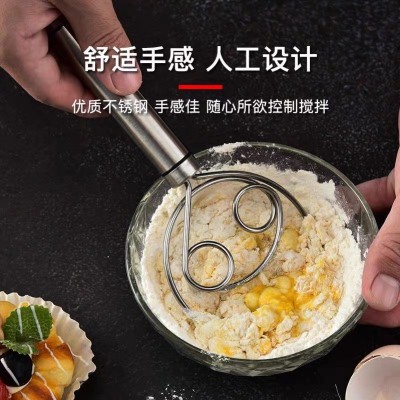 不锈钢面粉和面神器搅拌棒搅拌器手动双线圈面团工具打蛋器搅粉棒